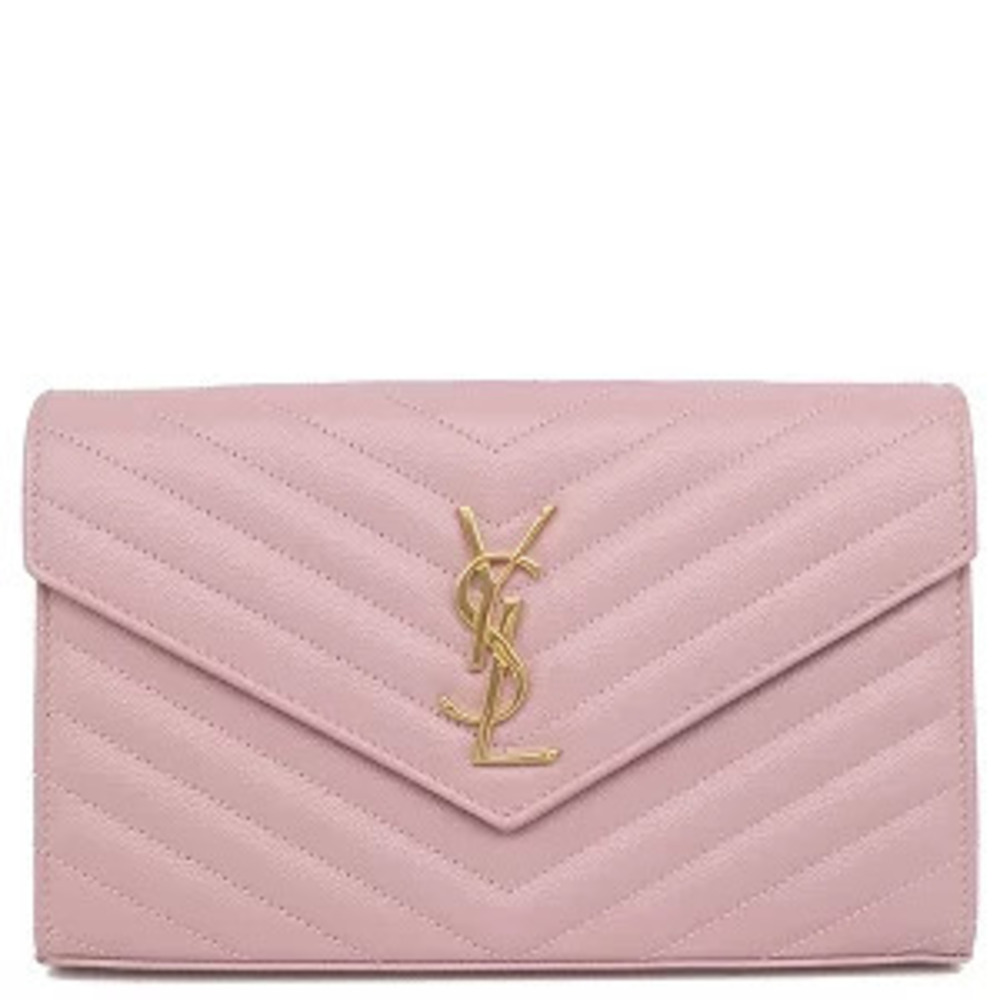 Saint Laurent Cassandra Monogram Chain Wallet Leather Tender Pink Shoulder Bag